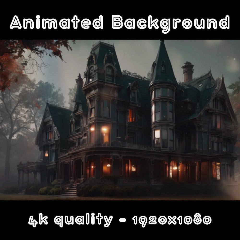 ANIMATED BACKGROUND - Ghostly Manor, Horror House, Phasmophobia (loop, 4k) VTUBER - Stream Background - Video Background - Lo-fi - D&D