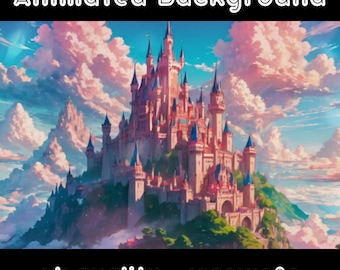 ANIMERAD BAKGRUND - Magiskt himmelslott, prinsessa, kungarike, palats (loop, 4k) VTUBER - Streambakgrund - Videobakgrund - Lo-fi - D&D