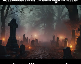 ANIMATED BACKGROUND - Graveyard, Cemetery, Horror, Tombstone (loop, 4k) VTUBER - Stream Background - Video Background - Lo-fi - D&D