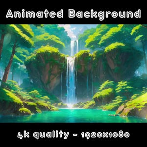 ANIMATED BACKGROUND - Hidden Waterfall, Wilderness, Nature  (loop, 4k) VTUBER - Stream Background - Video Background - Lo-fi - D&D