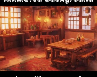 ANIMATED BACKGROUND - Ale House, Inn, Tavern, Guild Hall (loop, 4k) VTUBER - Stream Background - Video Background - Lo-fi - D&D