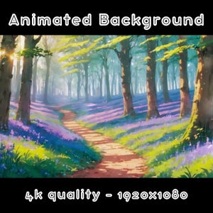 ANIMATED BACKGROUND - Lavender Forest, Fantasy Wilderness, Nature  (loop, 4k) VTUBER - Stream Background - Video Background - Lo-fi - D&D