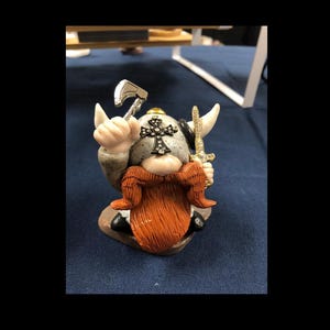 Handmade Polymer Clay Viking Gnome