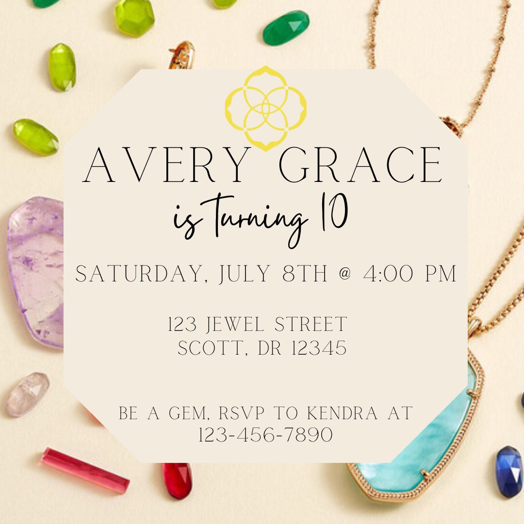 Kendra Scott Birthday Party Invitation Etsy
