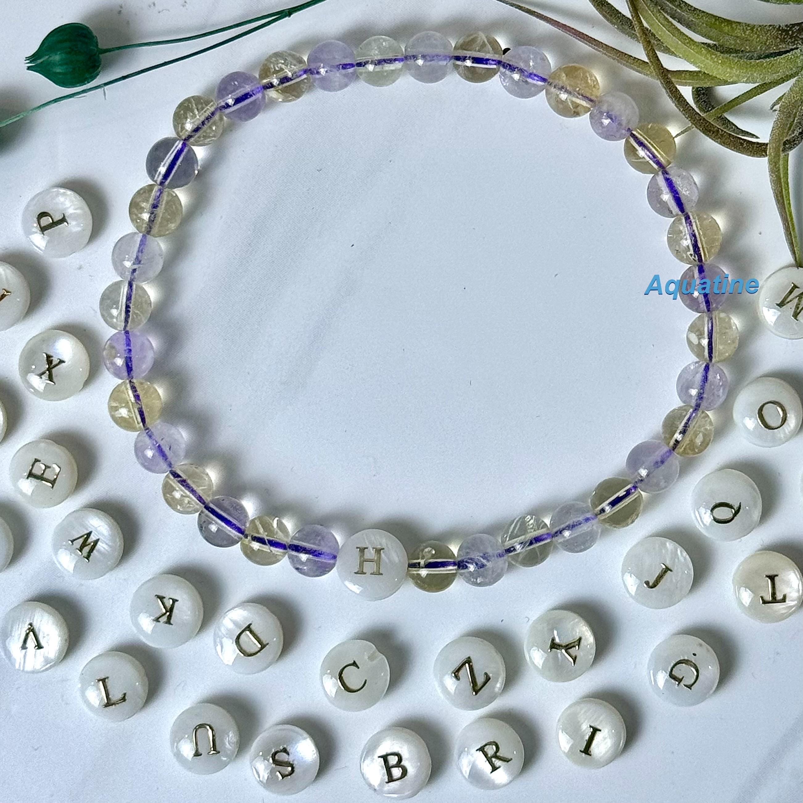 アメトリン 6 mm 天然クリスタルビーズ イニシャルストレッチ