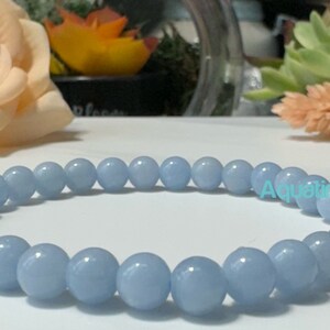 Angelit 6mm Natürliche Kristall Bead Stretch Armband BENUTZERDEFINIERTE GRÖßE