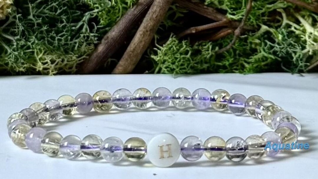 アメトリン 6 mm 天然クリスタルビーズ イニシャルストレッチ