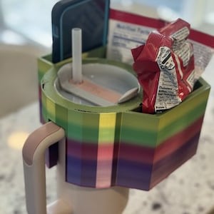 Snack Holder & Phone Stand for 30 oz Stanley Tumbler - Custom 3D Printable - STL file for Digital Download - Easy Print