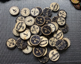 50 wooden buttons wooden buttons 20 mm sea sea