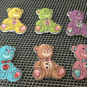 SET 80 wooden buttons bear sewing knitting crafting crochet