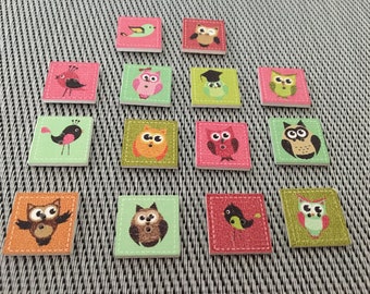 15 wooden buttons wooden buttons owl owls colors