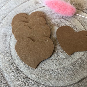 50 grandes étiquettes cadeaux coeur en papier kraft étiquettes naturelles