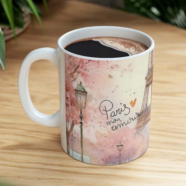 Mug français, mug tendance et élégant, design parisien, mug romantique, ambiance européenne, unique et magnifique, indispensable dans la cuisine, cadeau, accessoire français