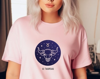 Le Taureau T-Shirt, Stylish Taurus Zodiac Top, Chic Astrology Fashion Tee, Stylish Unique Gift for Astrology Lovers and Zodiac Enthusiasts,