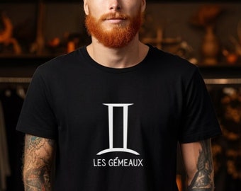 Awesome Gemini, Les Gemeaux TShirt, Zodiac Vector Art, Perfect Gift for Astrology Lovers, Unique Astrological Birthday gift, Gift for Daddy