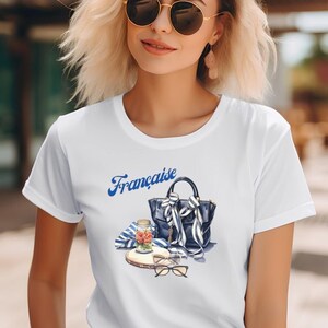 Camiseta de mujer Francaise, camisa de dicho francés, mujeres de camisa francesa, ropa francesa, ropa francesa, regalo único para ella