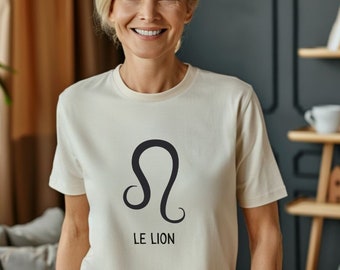 Leo Vector Zodiac T-Shirt, Astrology Fashion Tee, Unique Leo Birthday Gift  for Her, Chic Zodiac Sign Shirt, French Style Astrological Wear