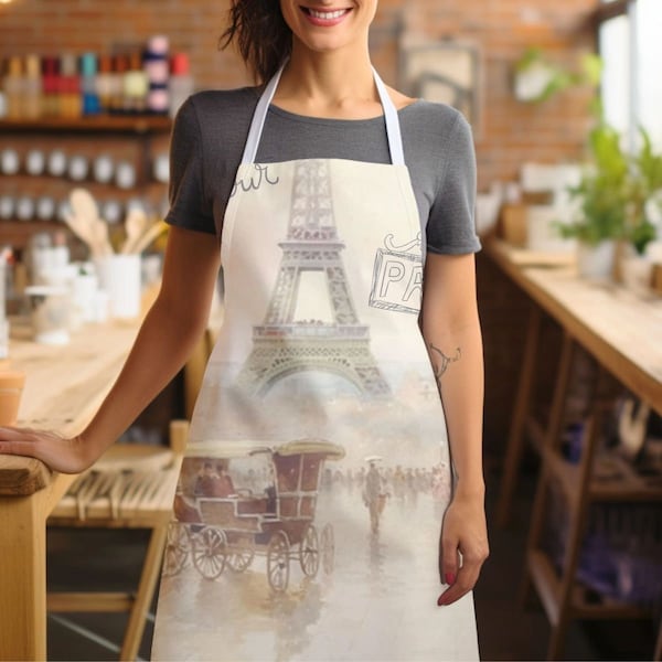 French Apron, cooking accessory, cooking essential, french cuisine, cook like a pro, look and feel French, French chef kitchen gift, classy