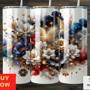 Floral Gift Tumbler Wrap, 20oz Skinny Tumbler, Sublimation Tumbler Design, Straight Tumbler, 3D Tumbler Wrap, Tumbler Png, Instant Download.