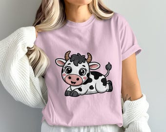 Schattige cartoon koe png, boerderijdieren clipart (digitale download)