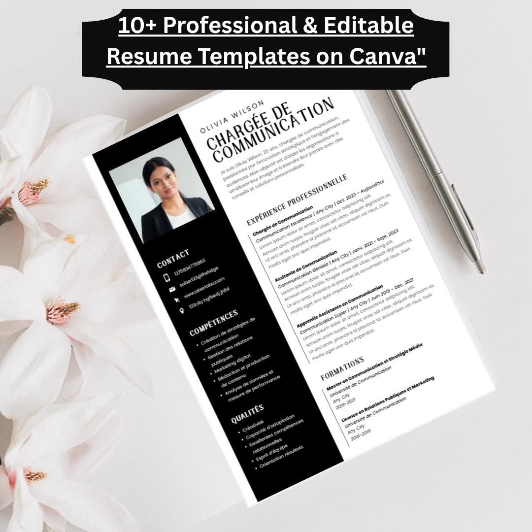 Canva Resume Template Editable | Professional CV Layout | Modern ...