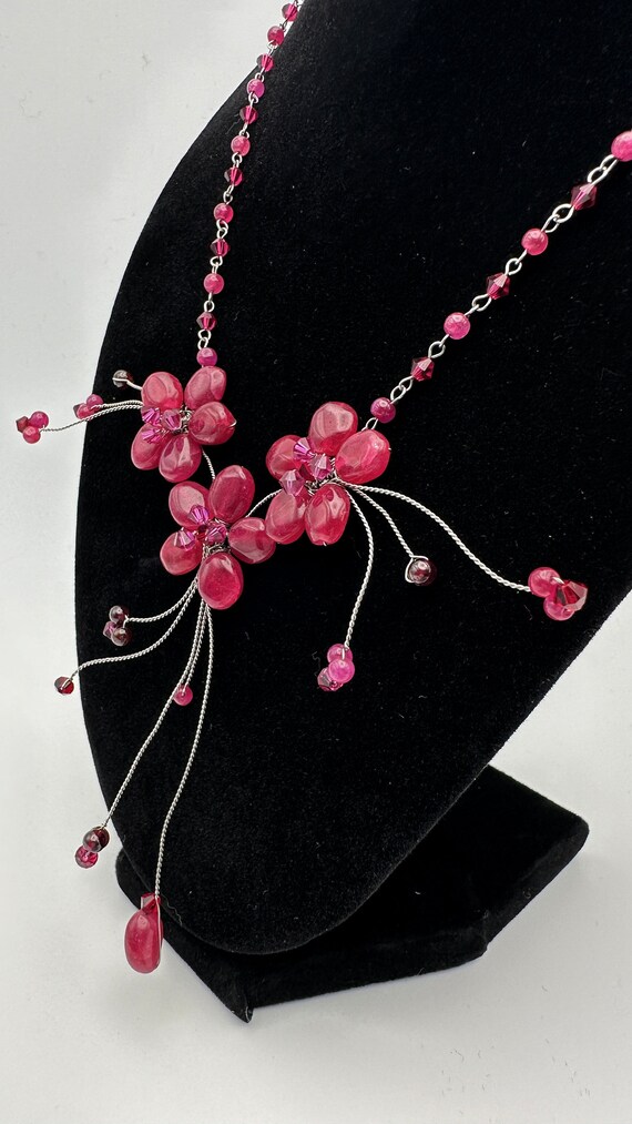 Vintage Cherry Blossom Beaded Quartz Adjustable N… - image 3