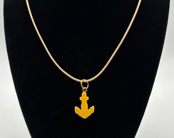 Vintage Butterscotch Bakelite Small Anchor Pendant Necklace