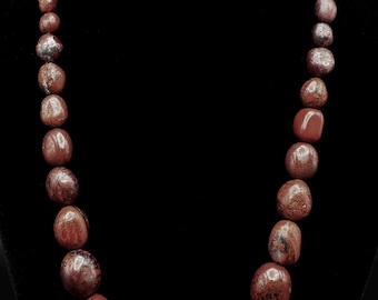 Vintage Jay King DRT Graduated Jasper Bead 925 Sterling Silver Necklace