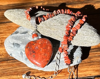 Mine Finds by Jay King - DRT Vintage Red Jasper Heart Pendant Necklace