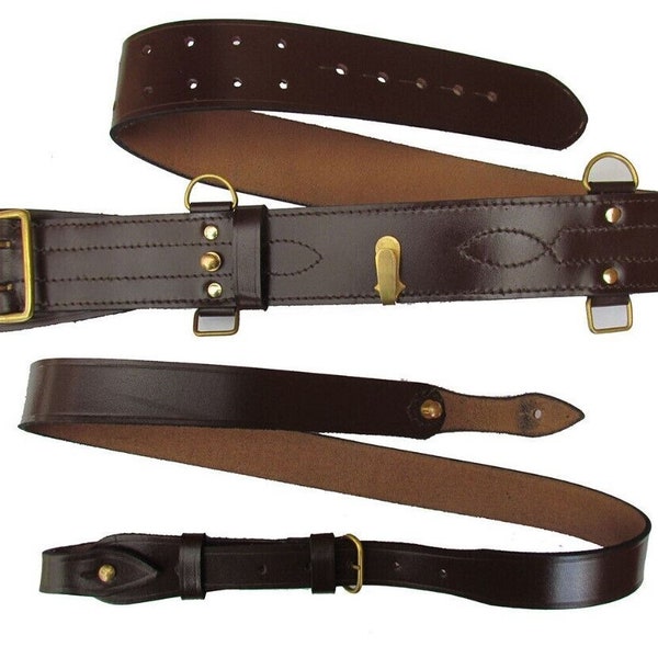 Sam Brown Shoulder Strap Brown Leather Belt with Brass Buckle Sam, NEW
