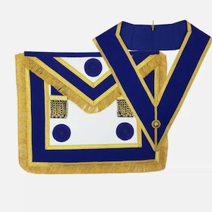 Masonic Craft Provincial Kleid Schürze Blau Rosette+Kragen Set Lammfell+Handschuh