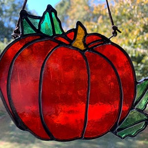 Pumpkin Stained Glass Sun Catcher Window Decor