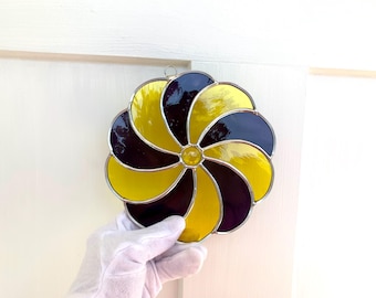 Capulina Pannelli per finestre in vetro colorato, 55,9 cm di larghezza x 43,2 cm di altezza, stile vittoriano Tiffany, appendi-sole, artigianato per la decorazione della finestra di casa