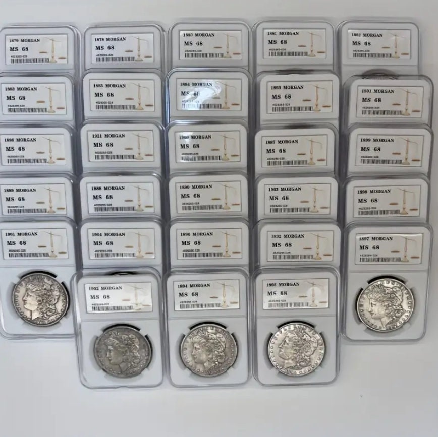 Lot of 28 Rare Us Coins 1878 1921 US Silver Morgan Dollar Coin 1 Troy ...