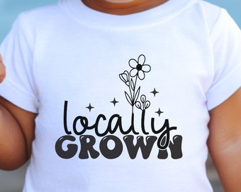 Camiseta infantil cultivada localmente, camiseta para meninas, camiseta boho para meninas, camiseta fofa para meninas, camiseta infantil engraçada