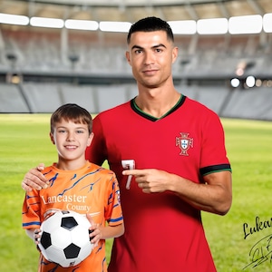 Kundenspezifisches Cristèle Cristal Cr7 Fußball-Porträt mit Crianza-Signatur, personalisiertes Abschlussgeschenk, Geburtstagsgeschenk, Fußball-Fußballgeschenk, Ronaldo-Geschenk