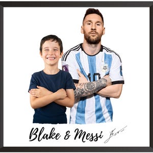 Custom Messi Soccer Portrait with Messi signature Leo Messi , Personalized Graduation Gift, Birthday Gift, Soccer football Gift, Messi Gift