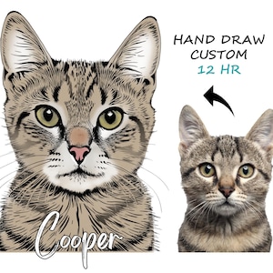 Custom Pet Portraits Using Pet Photo Personalized Digital Dog Portraits Cat Portraits Custom Dog Portraits Custom Pet Art Pet Drawing
