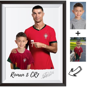 Personalisiertes Cr7 Fußballportrait mit Ronaldo Signatur + Video, personalisiertes Abschlussgeschenk, Geburtstagsgeschenk, Fußballgeschenk, Ronaldo Geschenk