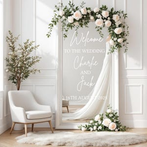Personalised Welcome To Our Wedding Vinyl Decals for Mirror, Personalised Wedding Reception Sign Vinyl Decal, Selfie Mirror Wedding Decals