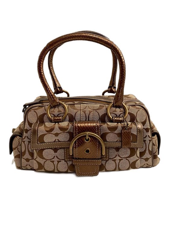 Coach Soho Ltd Ed Patchwork Signature Snake Skin Trim Pocket Tote