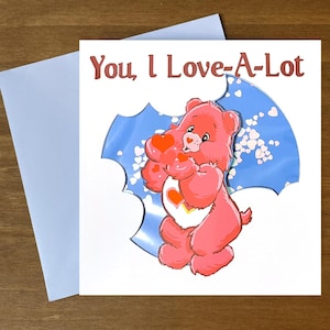 80s urso inspirado shaker confete corações dia das mães cartão rosa amor aniversário aniversário cartão em branco 90s retro fofo kawaii vintage