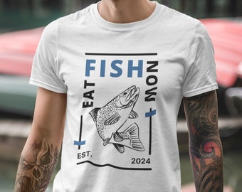 EAT FISH NOW Lustiges Angeln Unisex Softstyle T-Shirt