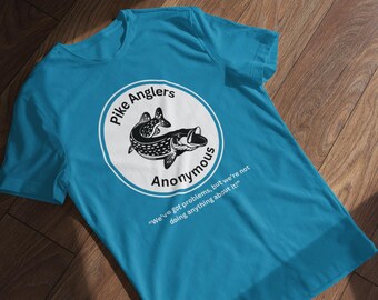 Pescadores de lucios anónimos, divertida camiseta retro de pesca de lucios unisex, regalo clásico de pesca de lucios, regalo clásico único para pescadores