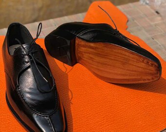 Chaussures habillées formelles en cuir de grains originaux faits à la main, chaussures à semelle en cuir, chaussures en cuir véritable de fête de mariage pour hommes, chaussures en cuir pour hommes