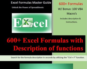 Microsoft Excel Formulas Master Guide, 600 plus Excel Formulas
