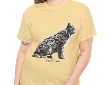 Saga of Lynx T-shirt, Lynx Lover Cotton Shirt, Bobcat Lover Tee, Wildlife Lover Shirt, Lynx Lover Gift, Adventurer Gift, Animals Lover Gift