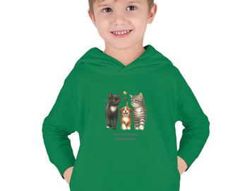 Paws & Whiskers Fluffy Friends Toddler Hoodie, Love to Pets Toddler Hoodie,  Pets Love Kids Hoodie, Pets Lover Kids Gift, Cats and Dogs Love
