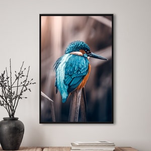 Eisvogel, Vogel, Tiere, Fotografie, Natur, Wandkunst, Poster, Fineart, Druck, Macro, Naturfotografie, Dekor, druckbare Kunst, Wandgestaltung Bild 1