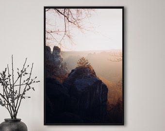 Landschaft, Fotografie, Natur, Wandkunst, Poster, Fineart, Druck, Naturfotografie, Dekor, druckbare Kunst, Wandgestaltung,Sächsische Schweiz